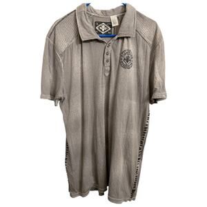 AFFLICTION Standard Men's XL Tan Polo Shirt Black Thick Contrast Stitching